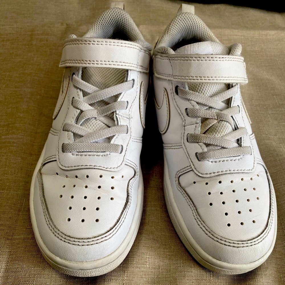 Nike Court Borough Low 2 PSV Triple White Strap Kids Preschool Casual size 2y